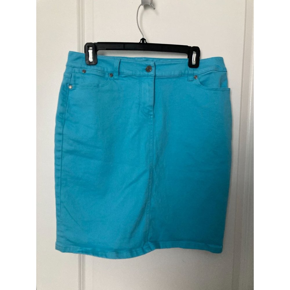 Talbots Turquoise Denim Skirt - Size 10P